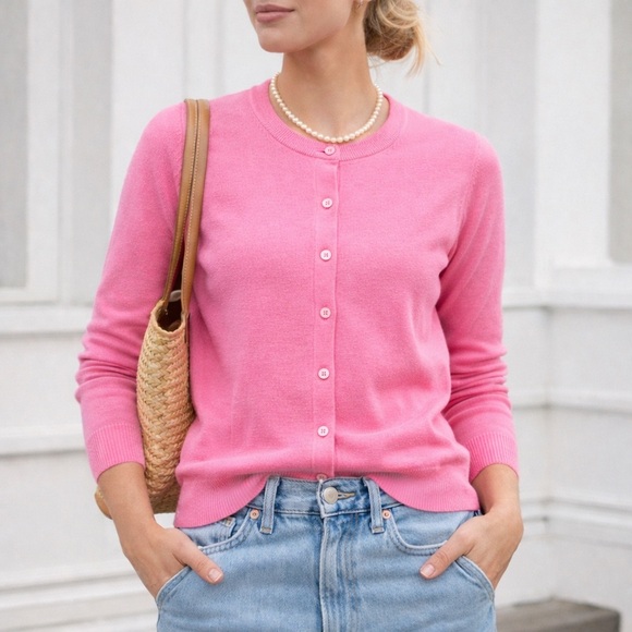 J. Crew Sweaters - J.Crew Classic Button Cardigan | Pink | XXS